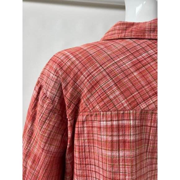 Victoria Jones Womans Red Plaid Cotton Button-Up Shirt 2X - Picture 14 of 16